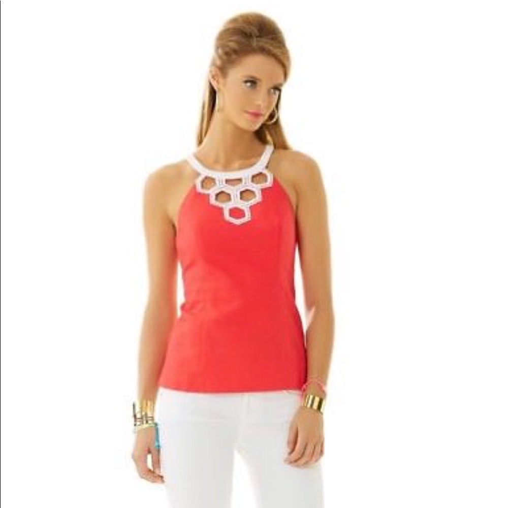 Lilly Pulitzer Annabelle Cut-Out Top Red Sz 4